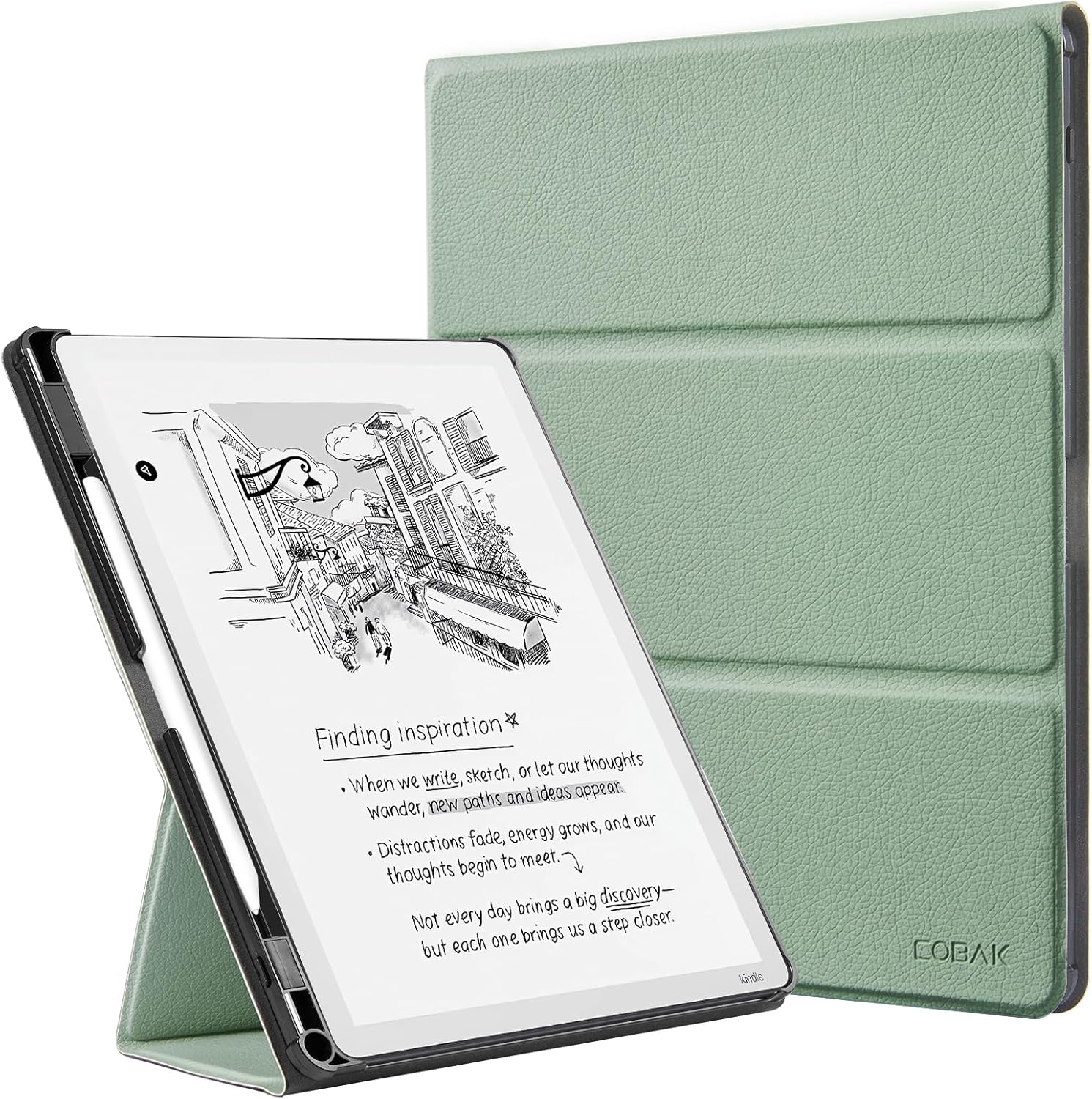 CoBak Sage Green Case for Kindle Scribe 3rd Gen front view