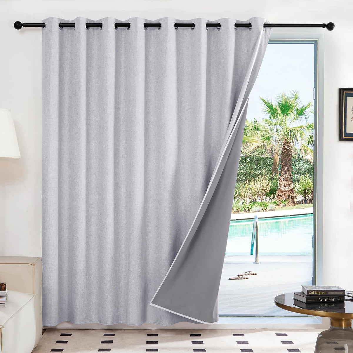 Deconovo Room Divider Curtains for Living Room 84 Inches Long, Door Curtain | Sliding Door Curtain 1 Panel, Wide Blackout Curtain, Privacy Drape for Patio Door, Black, 80 x 84 Inch - Image 10
