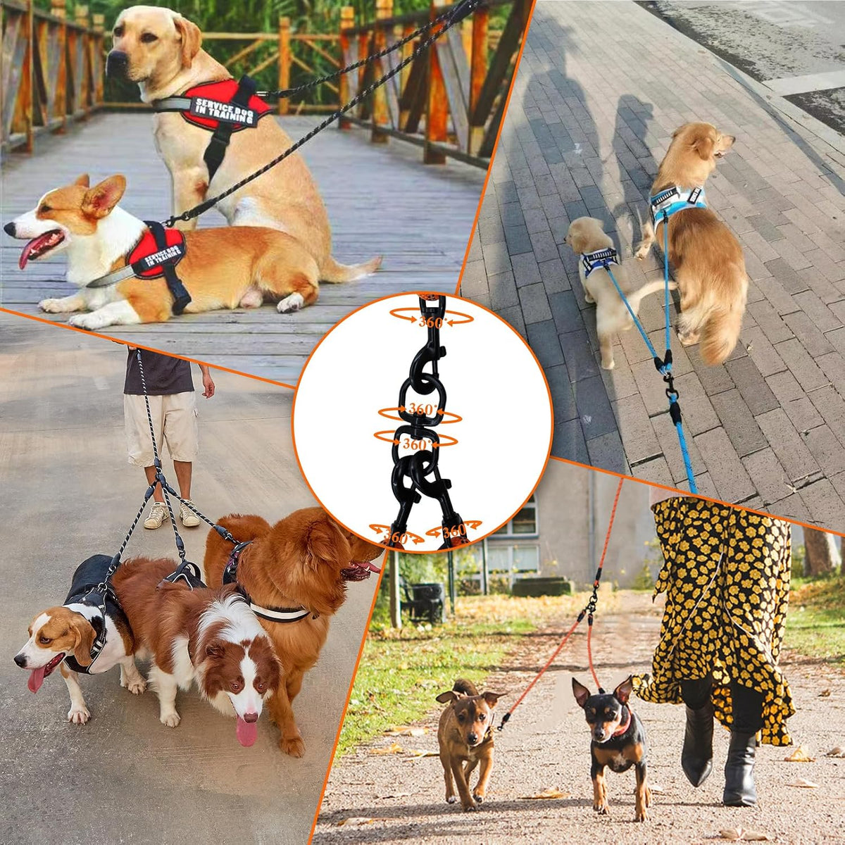 Luck Dawn heavy duty multiple dog lead durable pet walking gear