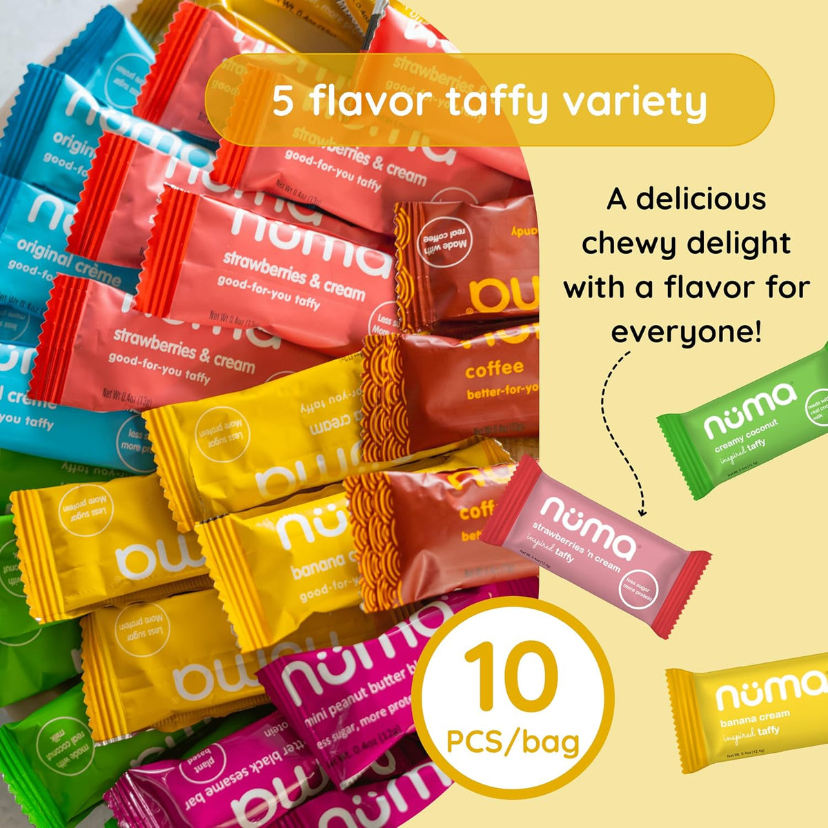 Numa high protein strawberry and banana cream nougat chews