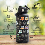 BlueTrail travel water bottle showcasing the leak-proof straw lid
