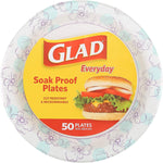 Glad Everyday Blue Flower paper plates front view 50 count pack