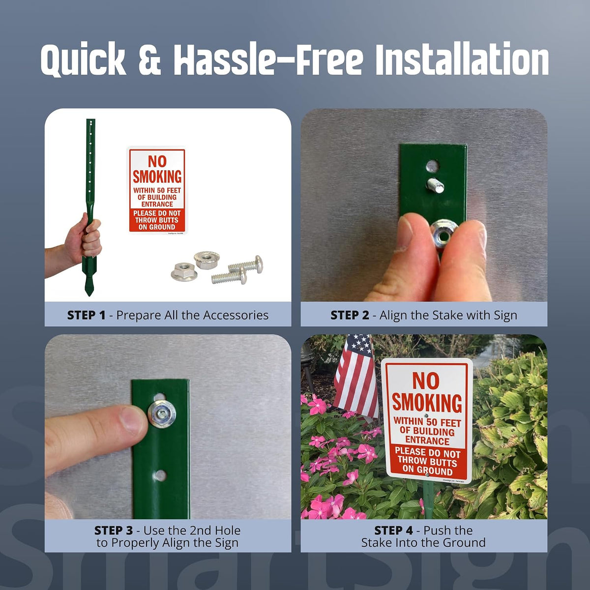 SmartSign 18 inch steel stake hardware view