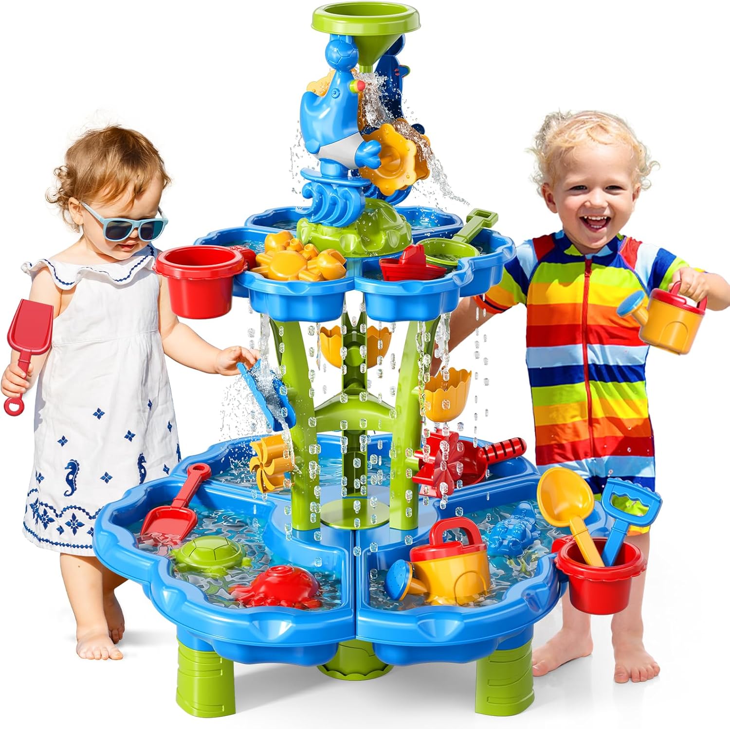 WATUDOU 3 in 1 water table for toddlers front view outdoor play sensory station