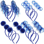 Censen pom pom headbands front view blue party accessories