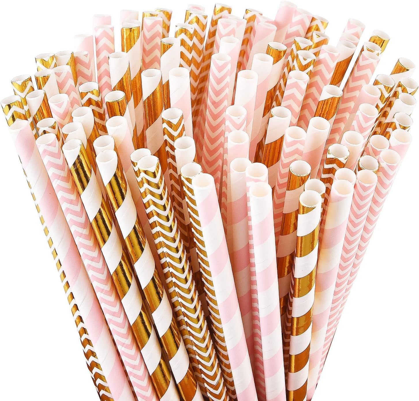 ALINK Biodegradable Paper Straws front view 100 pack for party supplies