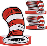 Wehhbtye white and red striped paper hat front view