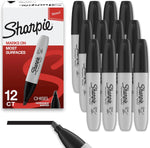 Sharpie Permanent Markers Chisel Tip Black Twelve Count pack front view