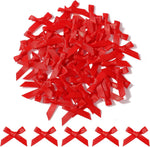Choicbaby 50 Pieces Red Mini Satin Bows front view of premium bulk craft pack