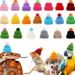MTLEE mini pet snake hat front view showing colorful knitted design with pompon