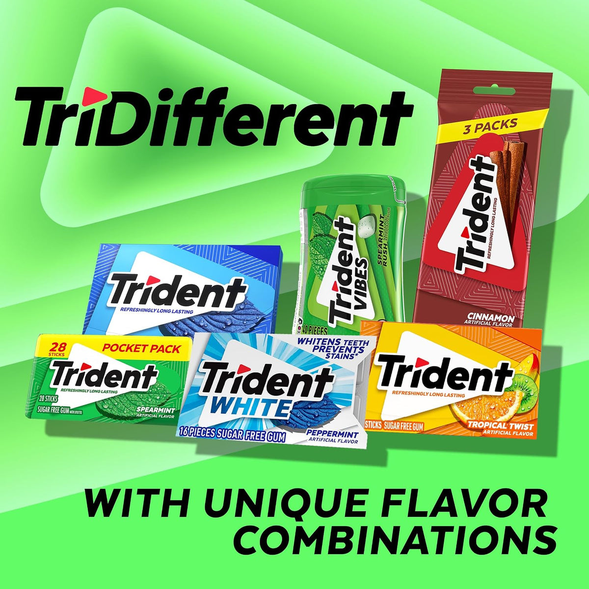 Trident Spearmint Sugar-Free Chewing Gum, 12 Packs of 14 Pieces (168 Total Pieces) - Image 9