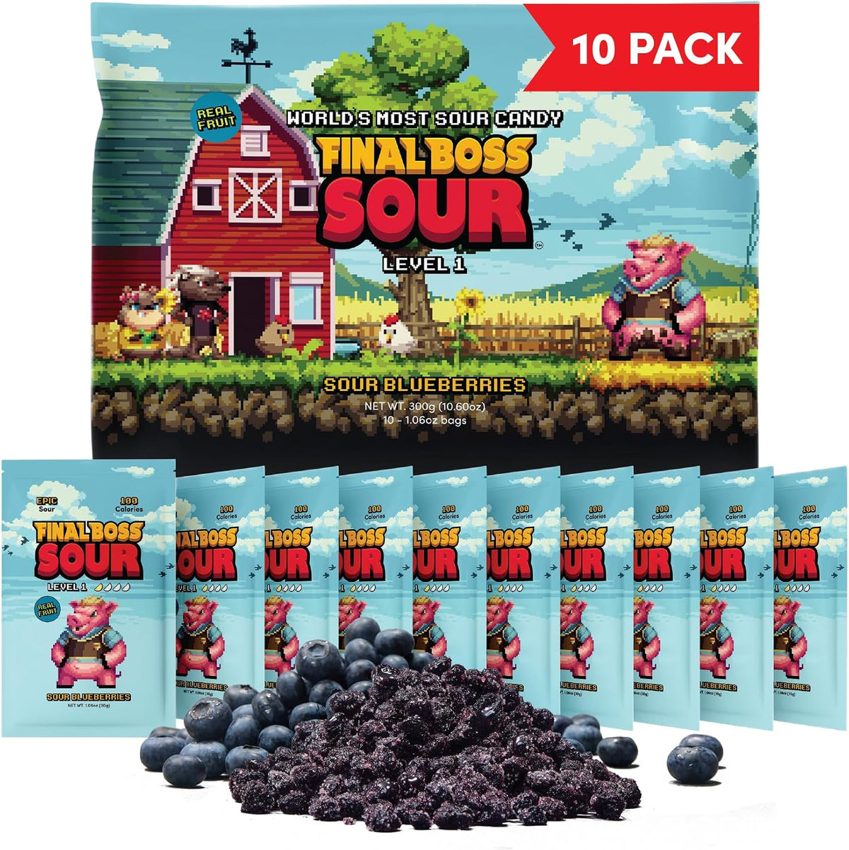 Final Boss Sour Candy Level 1 Sour Blueberries front view