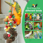 Healthy bird beak maintenance toy featuring diverse natural textures for chewing