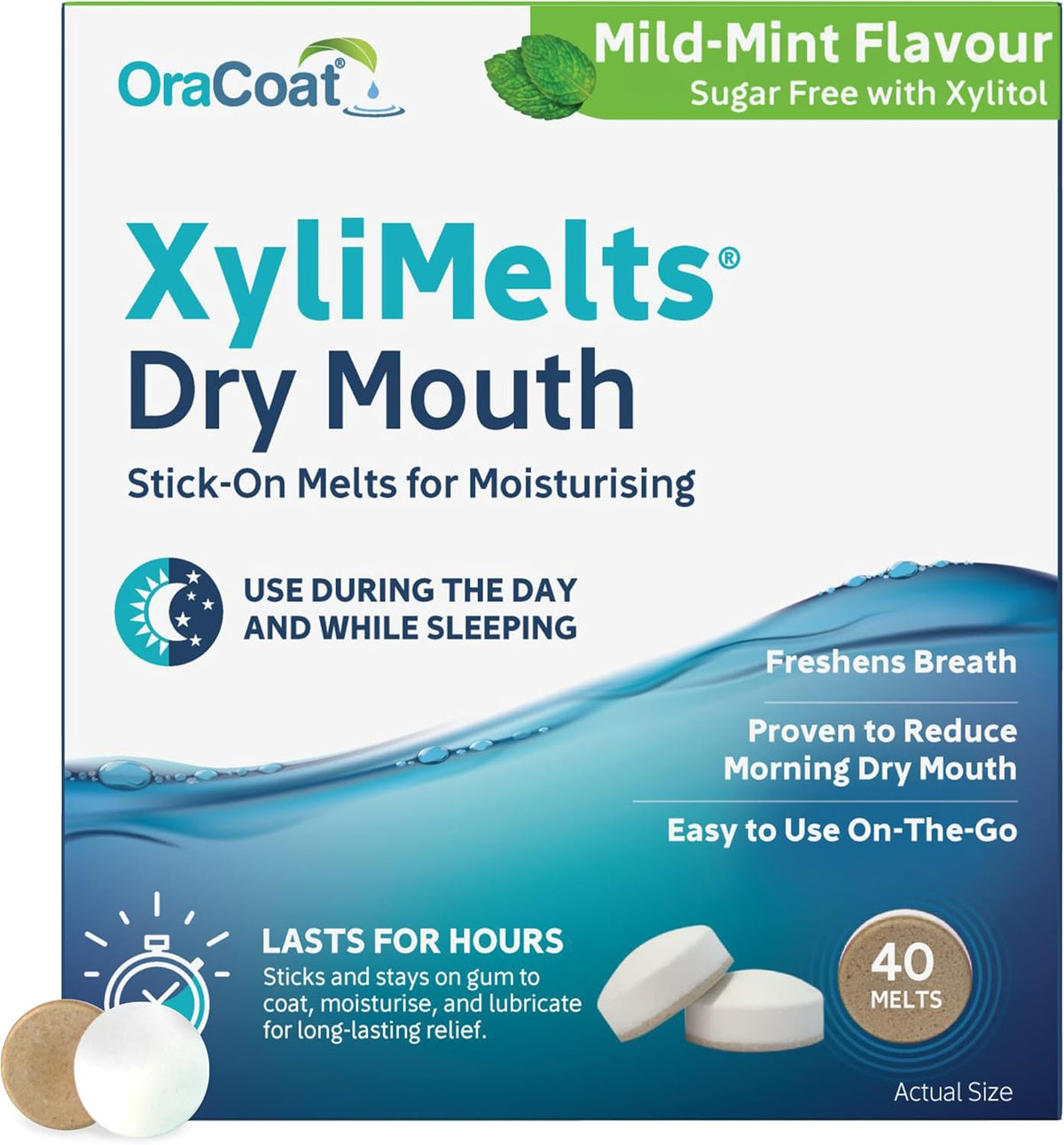 XyliMelts dry mouth mint 40 count front view package