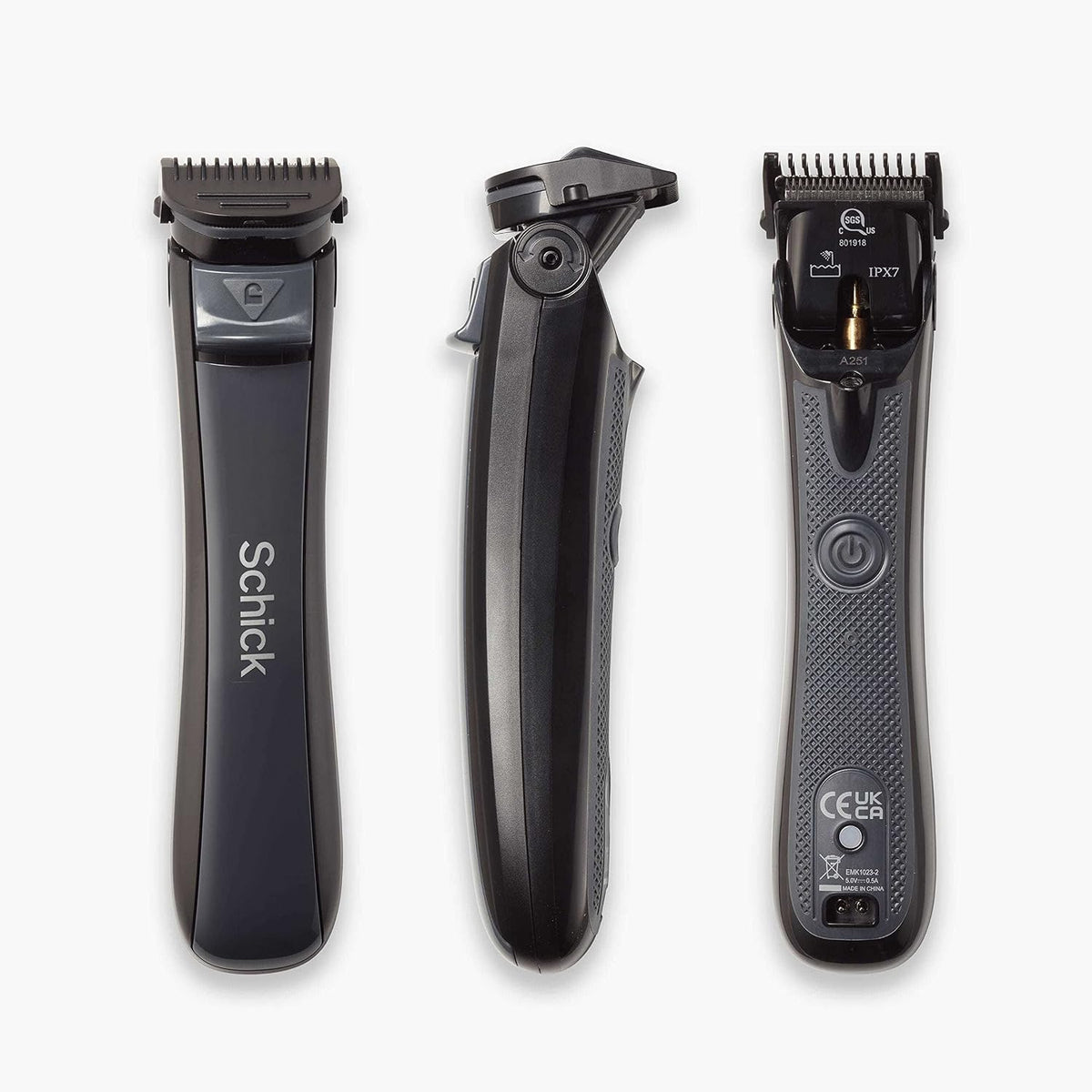 Schick body trimmer angled profile highlighting the adjustable comb