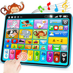 Peacurh trilingual learning toy tablet front view showing colorful app icons and pink border design