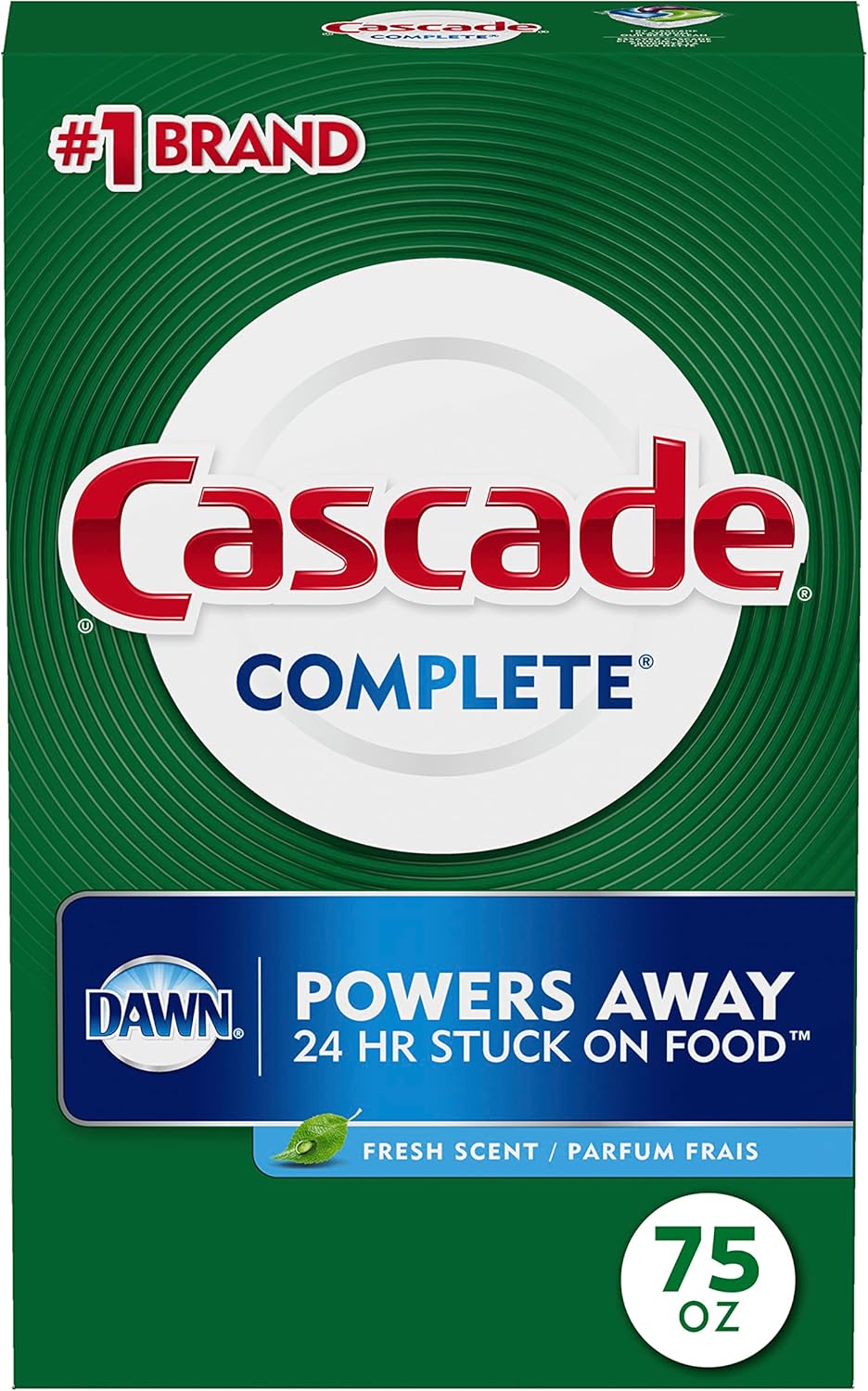 Cascade Complete Powder Dishwasher Detergent, Fresh Scent, 75 oz, White - Image 1