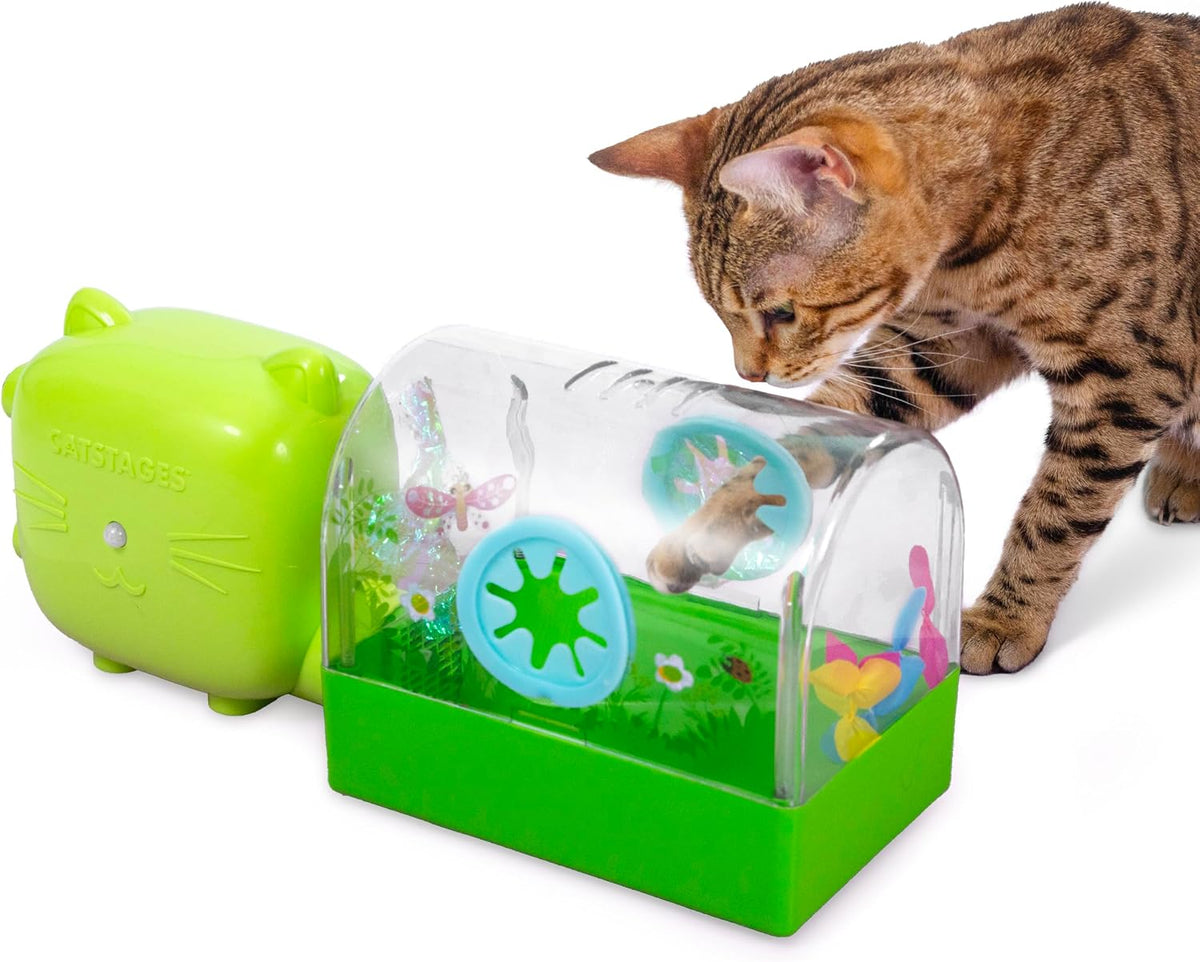 Catstages 2-in-1 Air Blaster Play Set front view with terrarium attachment