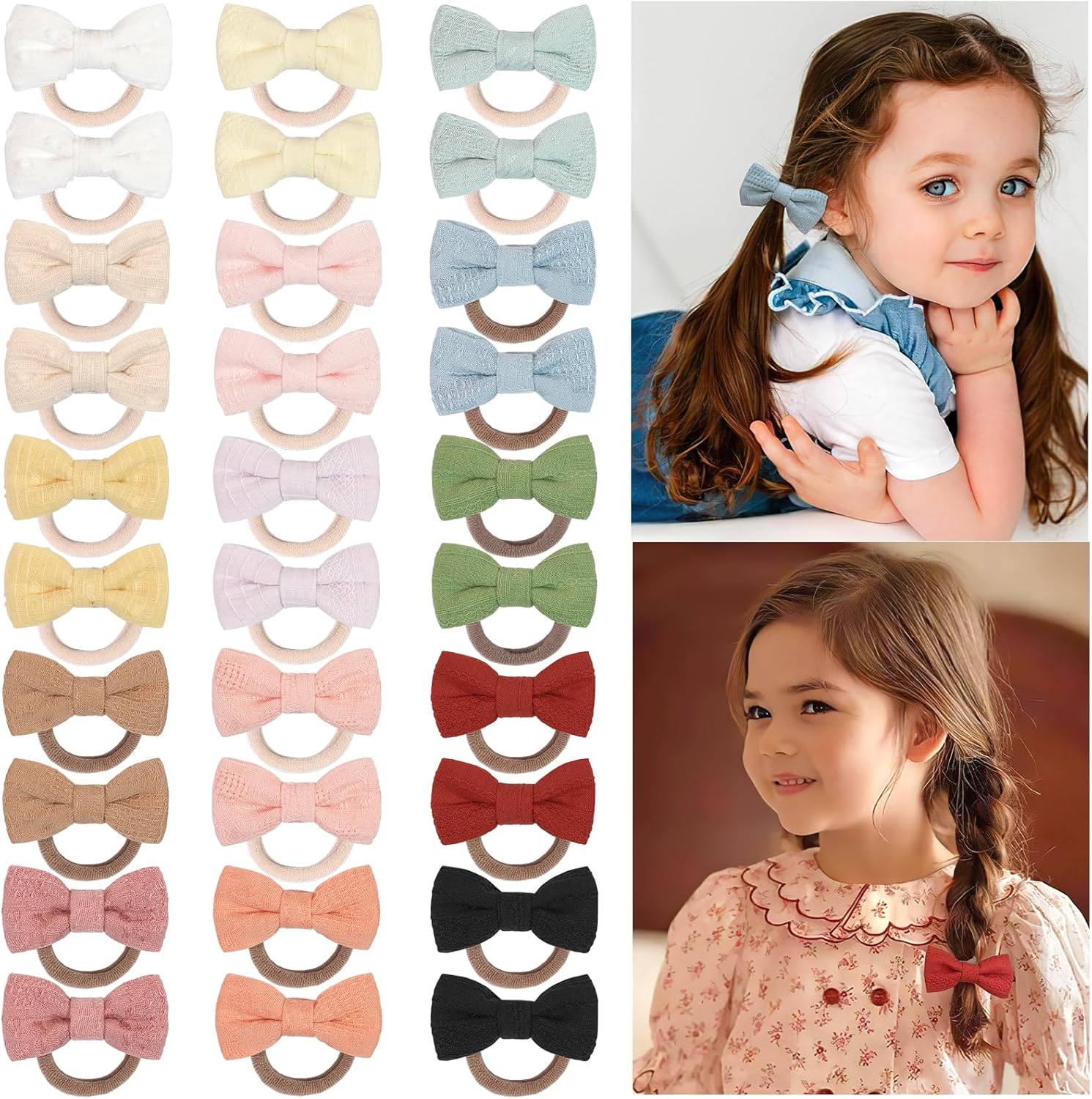 Plenteous 30 Pcs baby floral hair bows front view