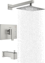 KENES Brushed Nickel Shower Head and Handle Set, Square Shower Faucet Set | Shower Faucet with 10-Inch Rain Shower Head, Square Shower System, Valve Included, Lead-Free cUPC & NSF Certified, Stainless - Image 10