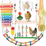 Hanging chicken mirror toy with protective backing for poultry mental stimulation