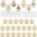 ZOCONE 20 Packs Mini Embroidery Hoops, Small Ring Tiny Embroidery Hoops with Keychain Earring Hooks Jump Rings, Round Wood Hoops for DIY Embroidery Necklace Jewelry Pendant and Keychain - Image 1