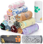 Chumia 18 piece fleece pet blanket front view showcasing multiple colorful prints