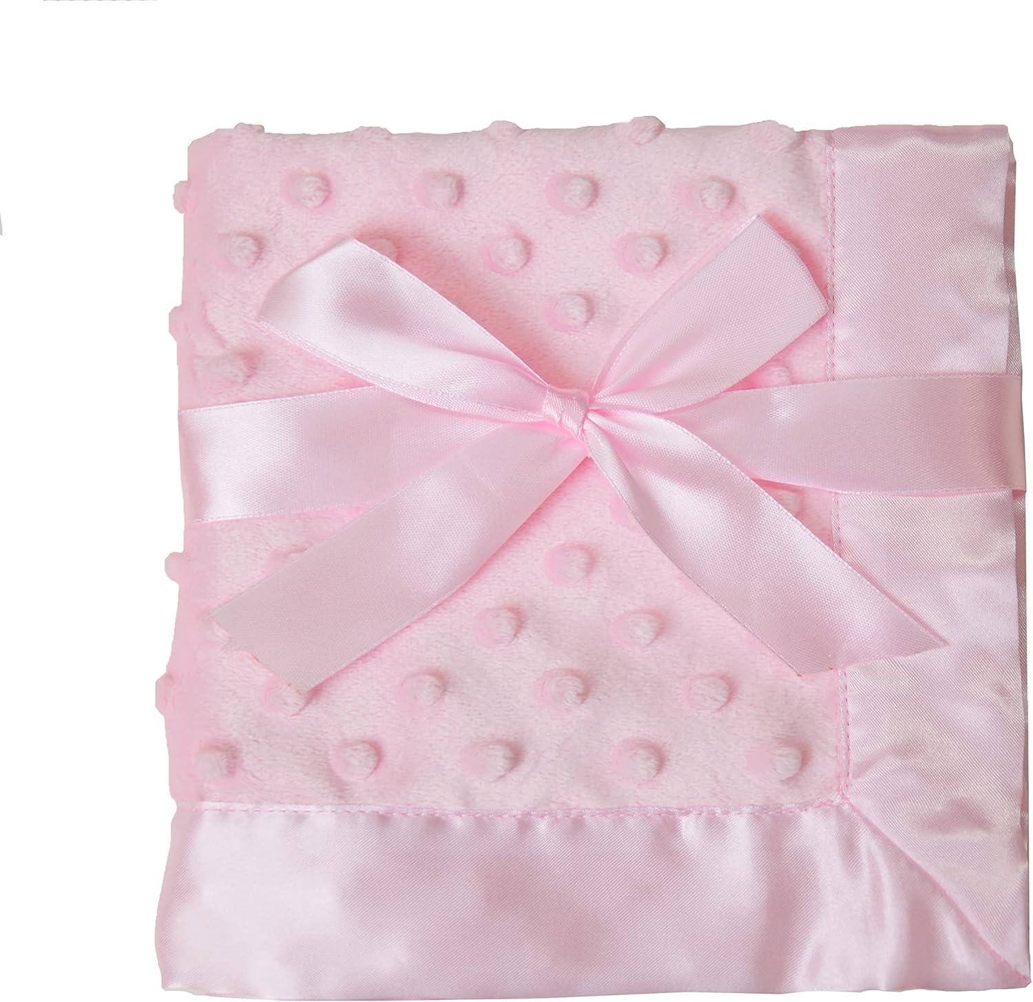 American Baby Company Heavenly Soft Chenille Security Blanket front view showing pink minky dot fabric