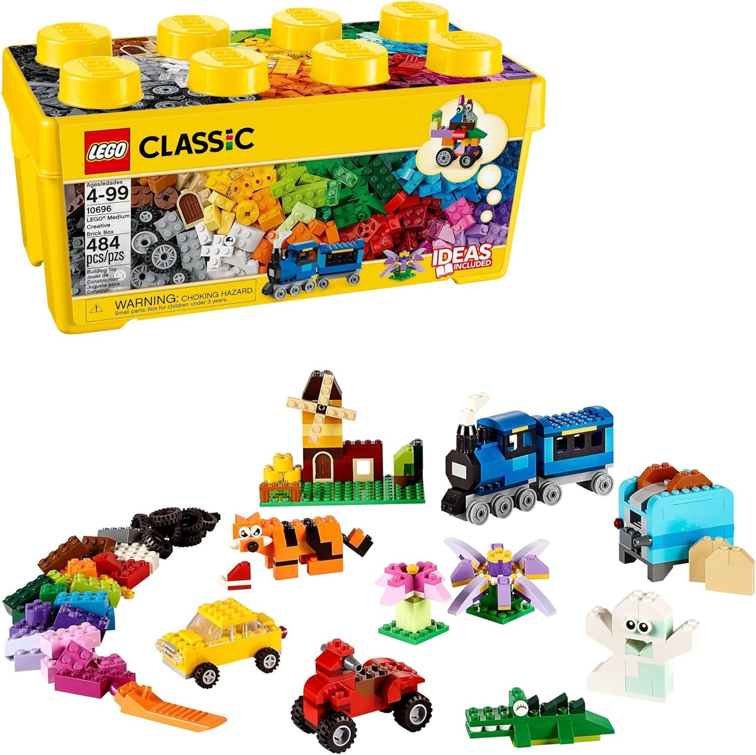 LEGO Classic Medium Creative Brick Box 10696 front view with storage container