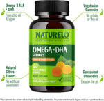 Naturelo plant-based omega 3 supplement bottle back label nutritional facts