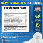 Side view of Dr. Berg hydration supplement showcasing the clean zero sugar ingredients panel.