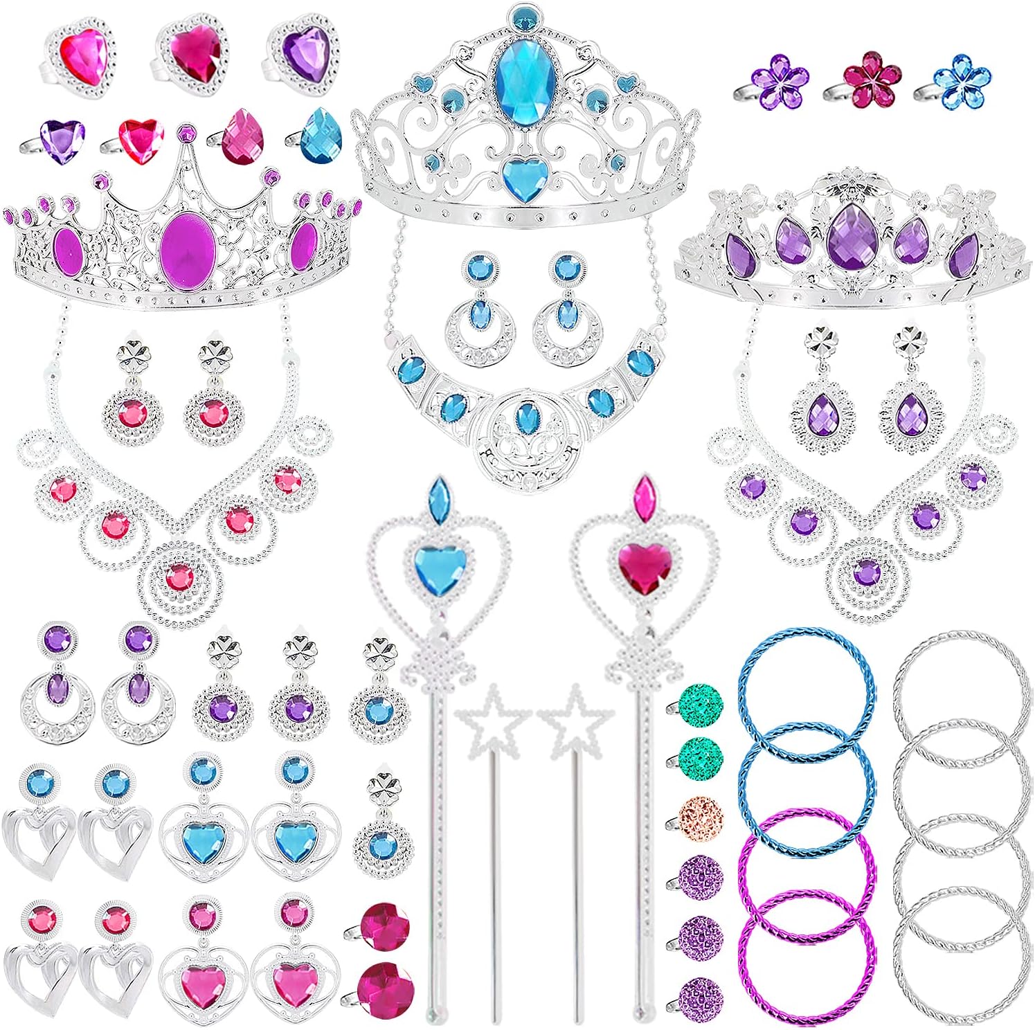 Ninaor 56 piece princess jewelry set for girls front view