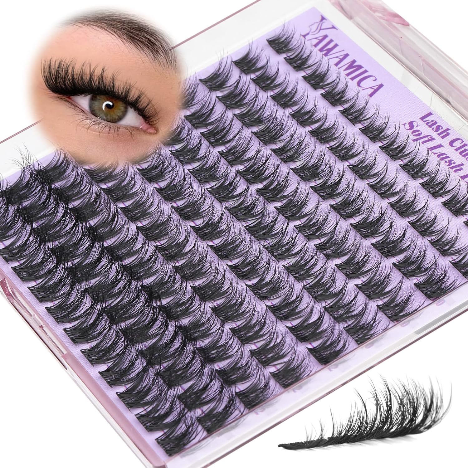 Wispy Fluffy Lash Clusters 8-14mm Short Eyelash Clusters Natural CC Curl Individual Lashes Extensions DIY Cluster Eyelash Extensions with Thin Lash Band for Daily Wear, Clean Girl & Soft Glam Yawamica - Image 1