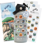 BlueTrail stainless steel travel water bottle complete package overview