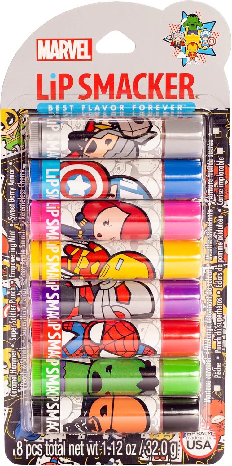 Lip Smacker Marvel Avengers 8 piece superhero flavored lip balm set