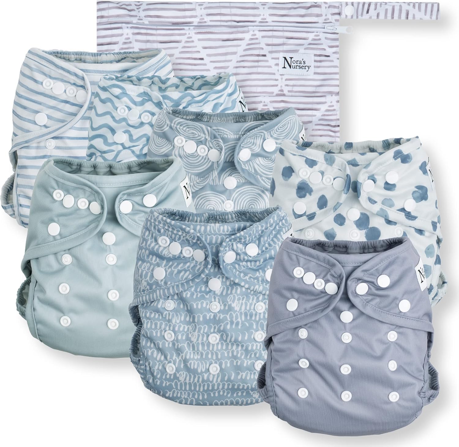 Nora's Nursery cloth diaper cover front view in Something Blue