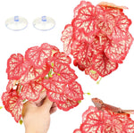 Quozuo 2 pack reptile plants for terrarium red front view