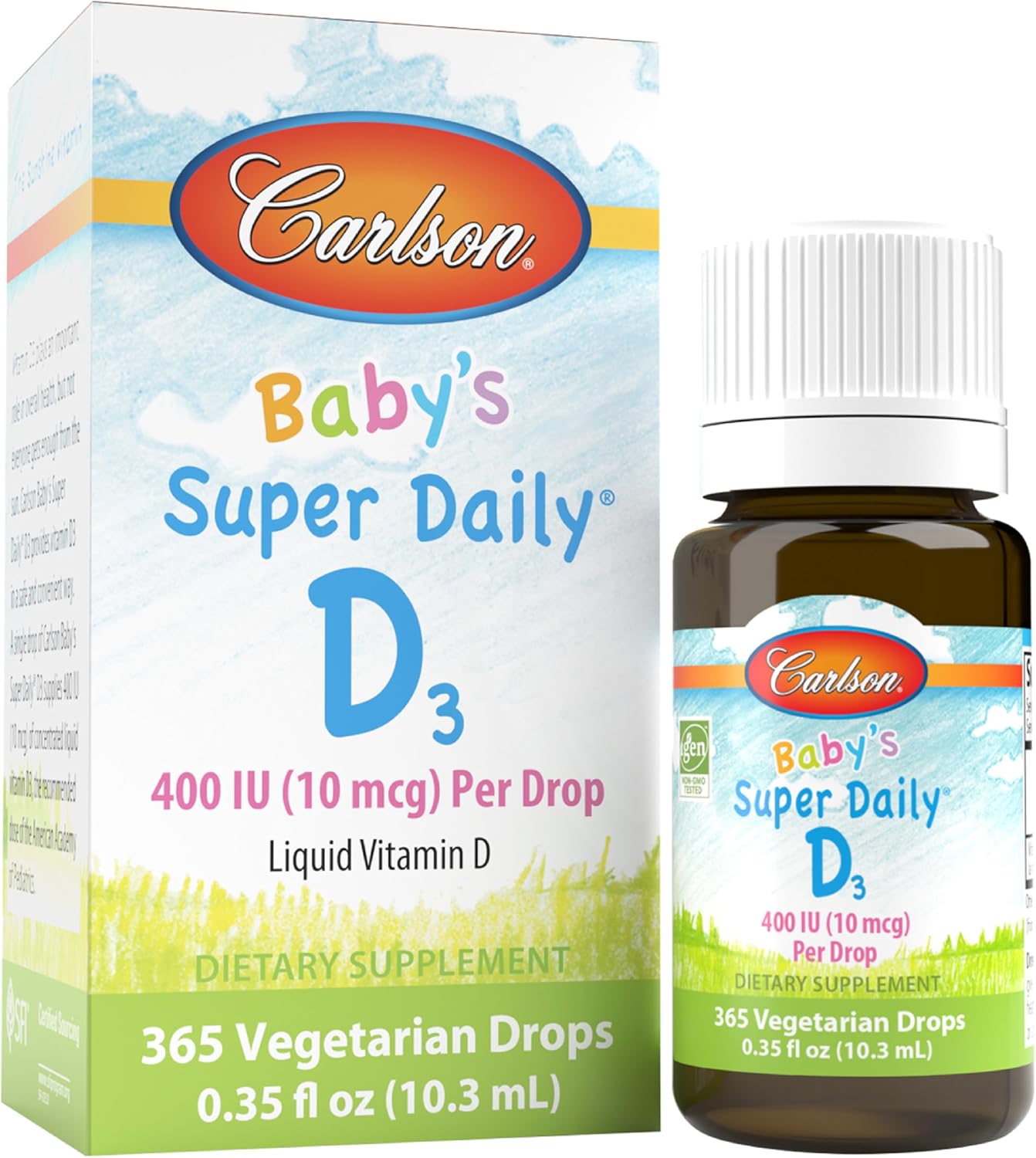 Carlson Baby Super Daily D3 drops bottle front view authentic import