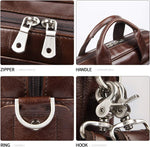 Augus full grain leather briefcase back trolley strap