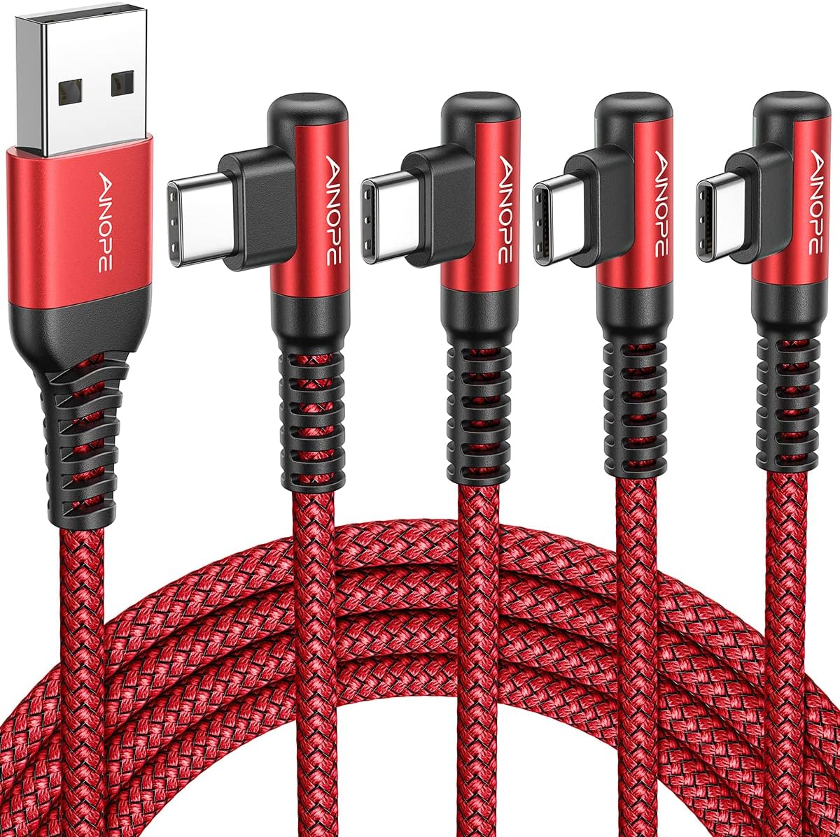 AINOPE 2-Pack USB C Cord 3.1A Fast Charge, [6.6ft+6.6ft] Type C Charging Cable Right Angle, Resistant Nylon Braided USB to USB C Cable Compatible Galaxy S10 S9 S8 Plus S21, LG V30,V20,G6 - Image 11