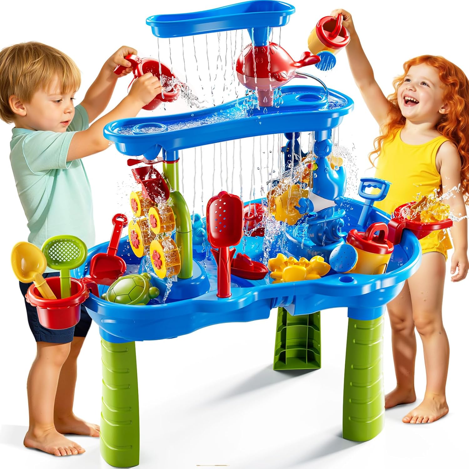 Doloowee 3 tier sand and water table kids outdoor toy front view.