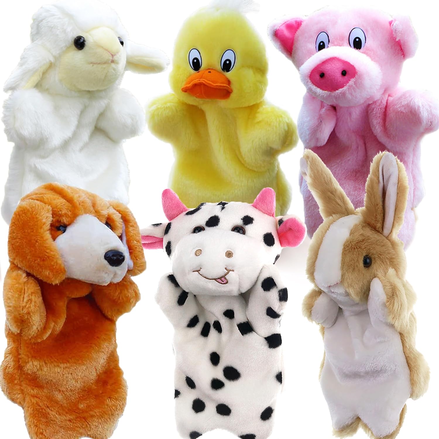 RIY Farm Friend Animal Hand Puppets Set of 6 front view