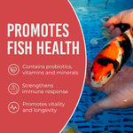 Premium floating pond fish pellets with montmorillonite clay and vitamin C ingredients