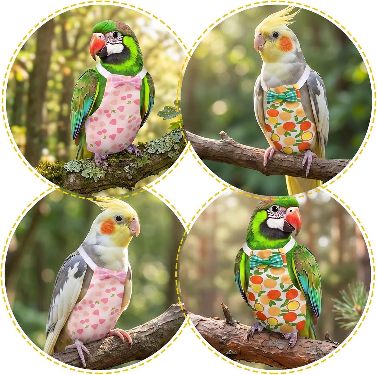 KAMA BRIDAL pet bird diaper package kit including two flight leashes