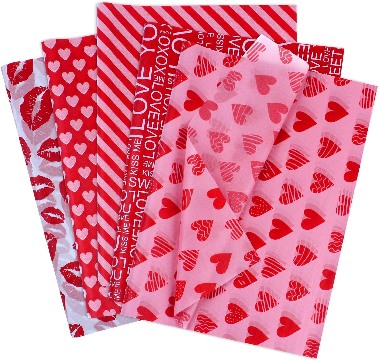 AORZIT Valentine Day tissue paper pack front view showing printed heart patterns.