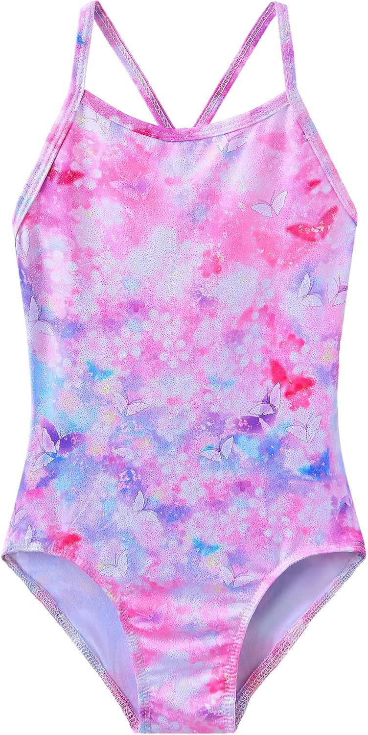 iLover Girls Sparkle One Piece Swimsuits Crossback Swimwear Beach Bathing Suit with Adjustable Strap 4-10 Years - Image 9