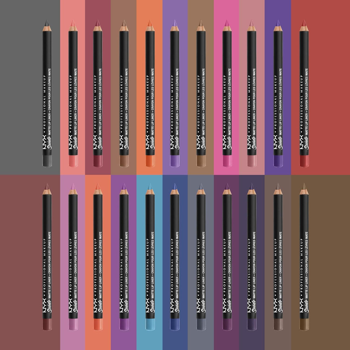 Nyx Professional Makeup lip liner shown with matching lipstick