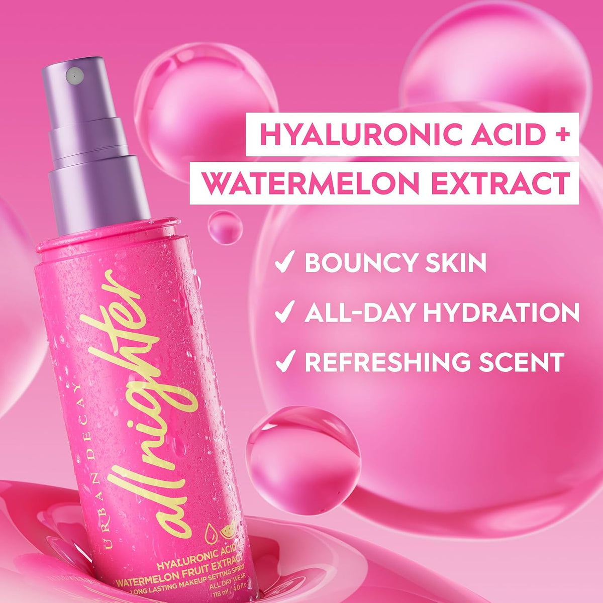 Urban Decay watermelon infused setting spray back label packaging