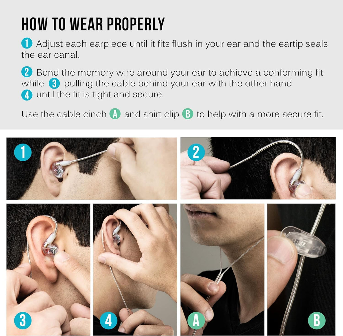 MEE audio M6 PRO professional earphones highlighting memory wire earhooks