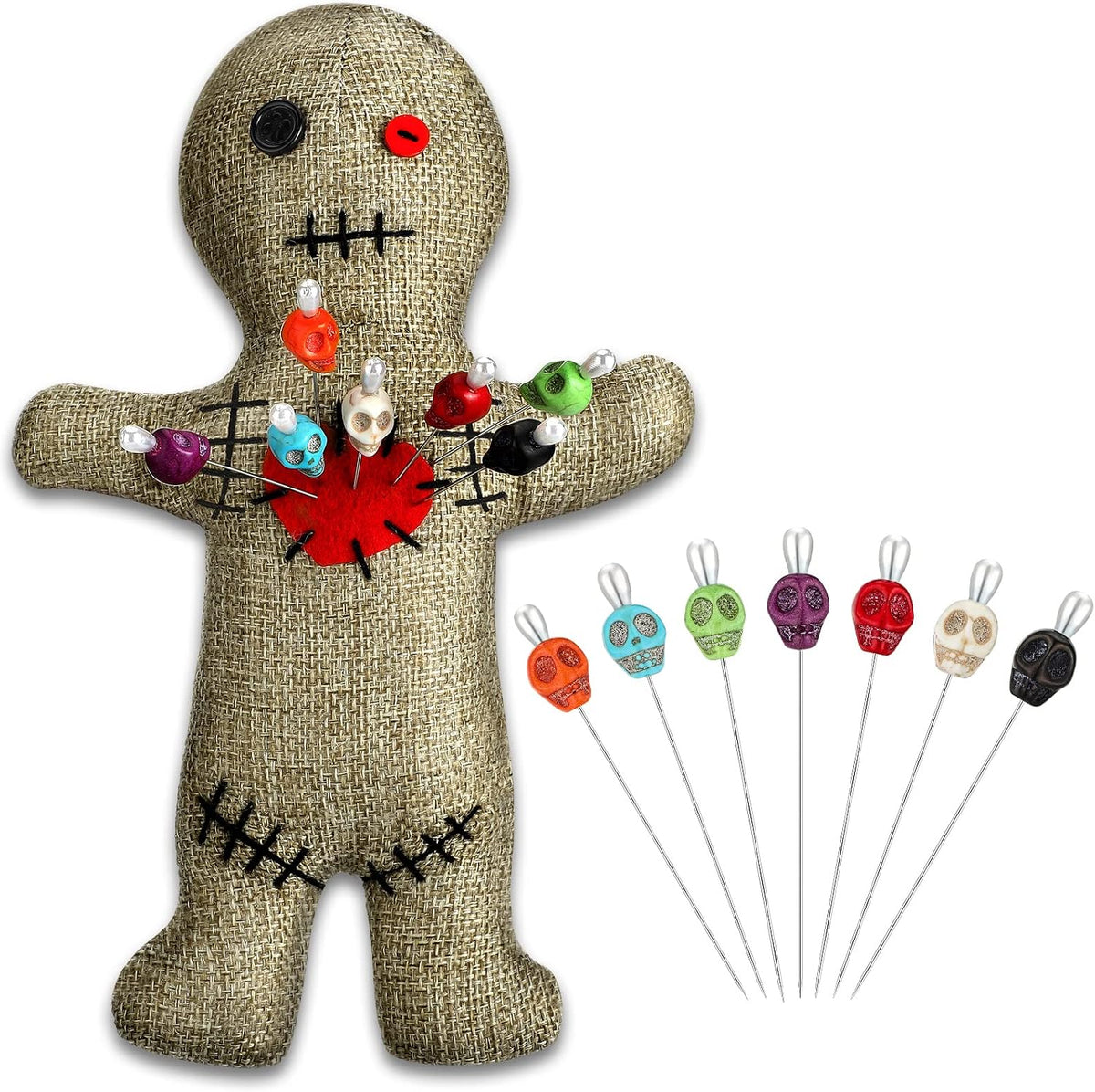 Kathfly 8 Pcs Voodoo Doll Set 7" Voodoo Horror Doll with 7 Pcs Skull Pins Creepy Ghost Dolls Revenge Stress Relieving Inspirational Positive Ornament Gift for Friend Coworkers Birthday Gifts(Purple) - Image 8